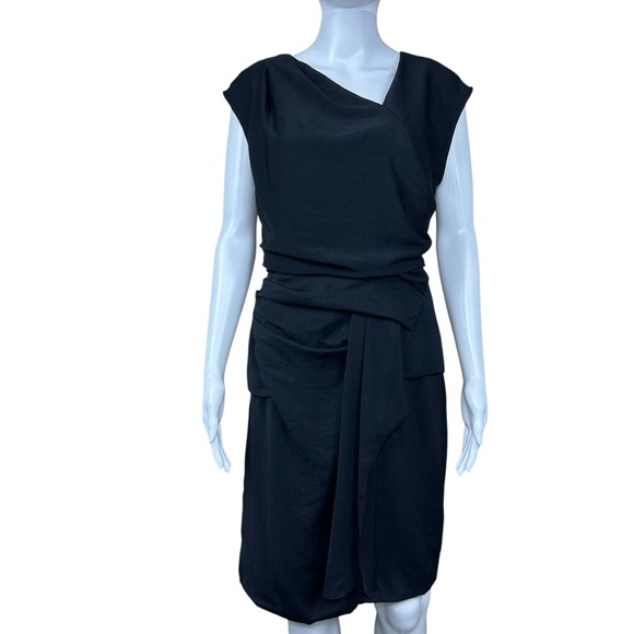 Helmut Lang Flash Draped Twist Sheath Dress Sz 6 Sleeveless Lagenlook Goth - Picture 4 of 16